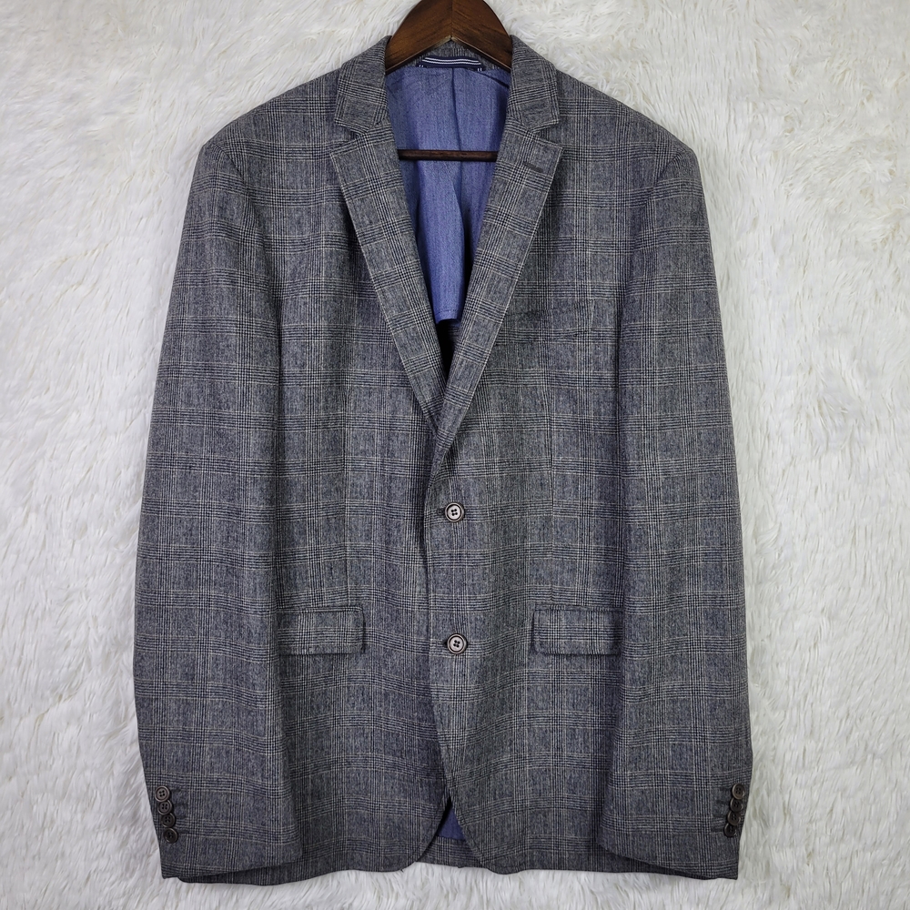 41R Emile Lafaurie Gray Glen Check Wool Blend Blazer Sport Coat